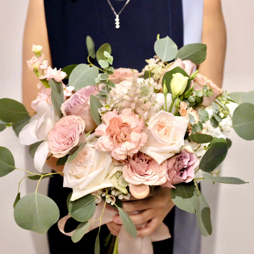 Peach Latte Rose Bloom Mix Bridal Bouquet